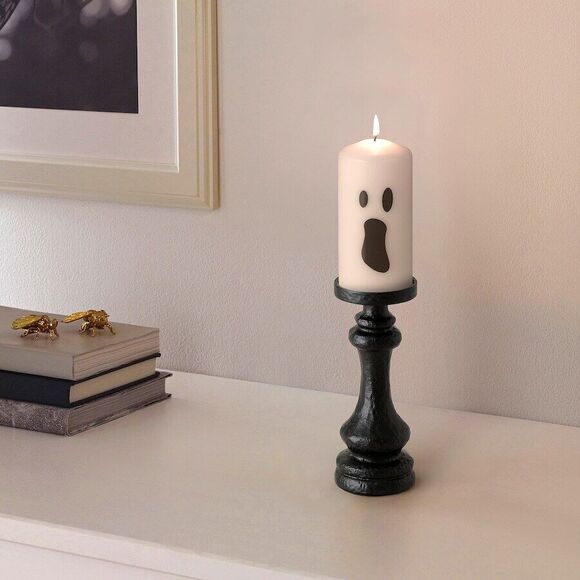 Ikea Halloween Candle Set of 2 New 1 @ Ghost & Bats 5.5x 2.75" Unscented Pillar - Picture 4 of 8